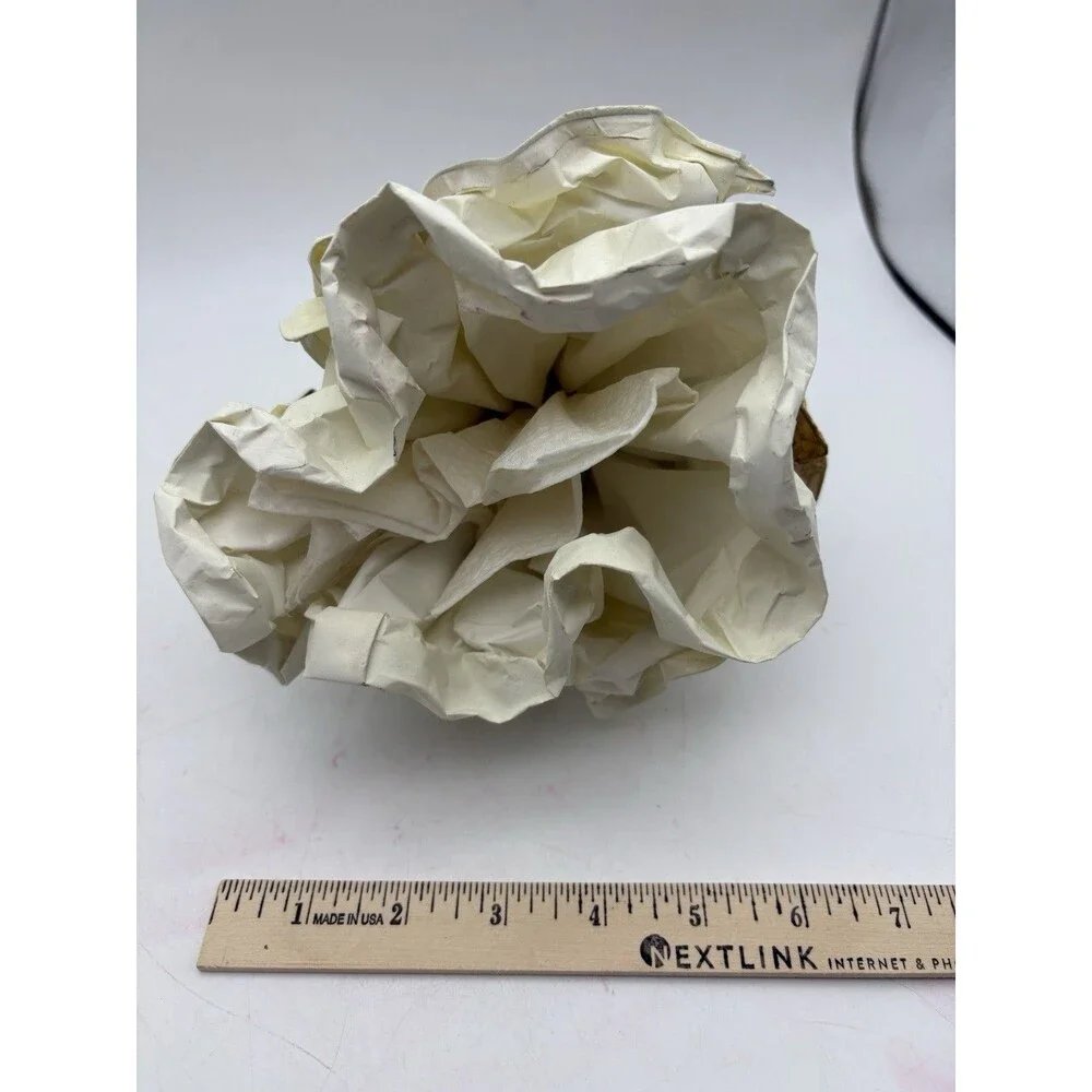 Vintage Handmade Angel Shelf Sitter Crepe Paper White Gold Christmas Decor